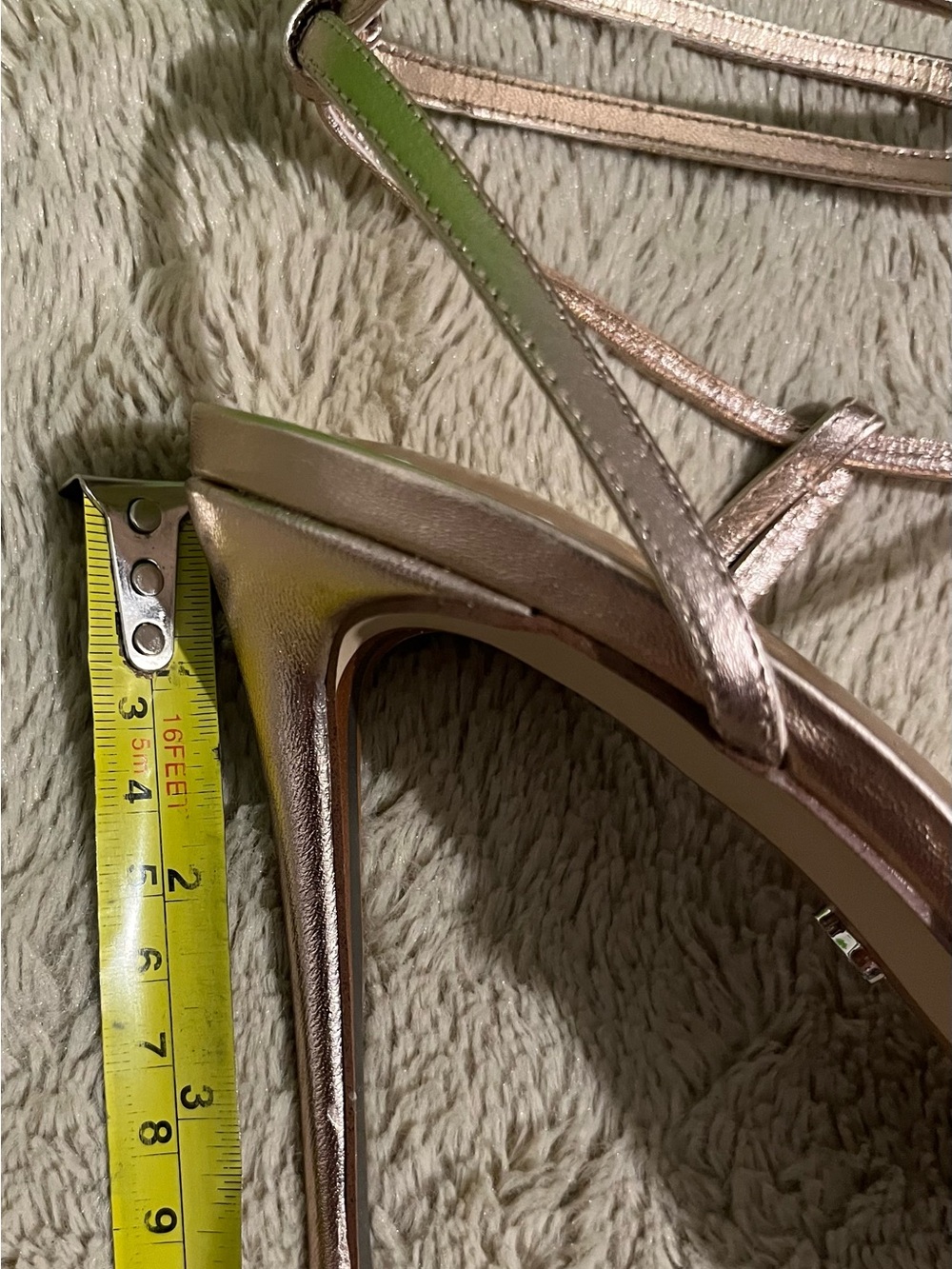 Sam Edelman Sareena Champagne Lea Metallic Rose Gold Strappy Heels - Picture 5 of 8